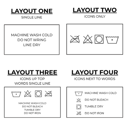 Garment Label with Sizing - Logo/Size/Care Instructions