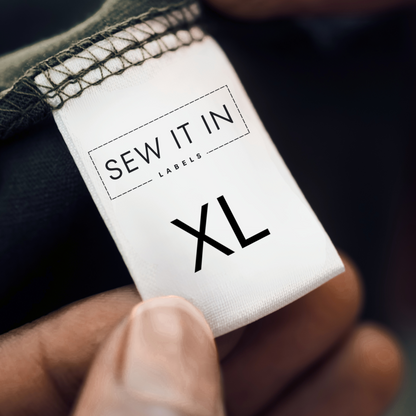 Longer Sizing Label with Care Instruction for Clothing with Business Logo