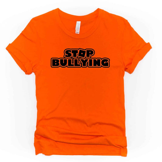 Block Style Stop Bullying Orange Shirt - Sew It In Labels