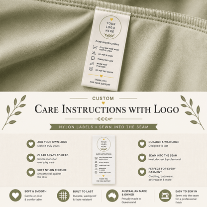 Care Instructions with Logo - Sew It In Labels