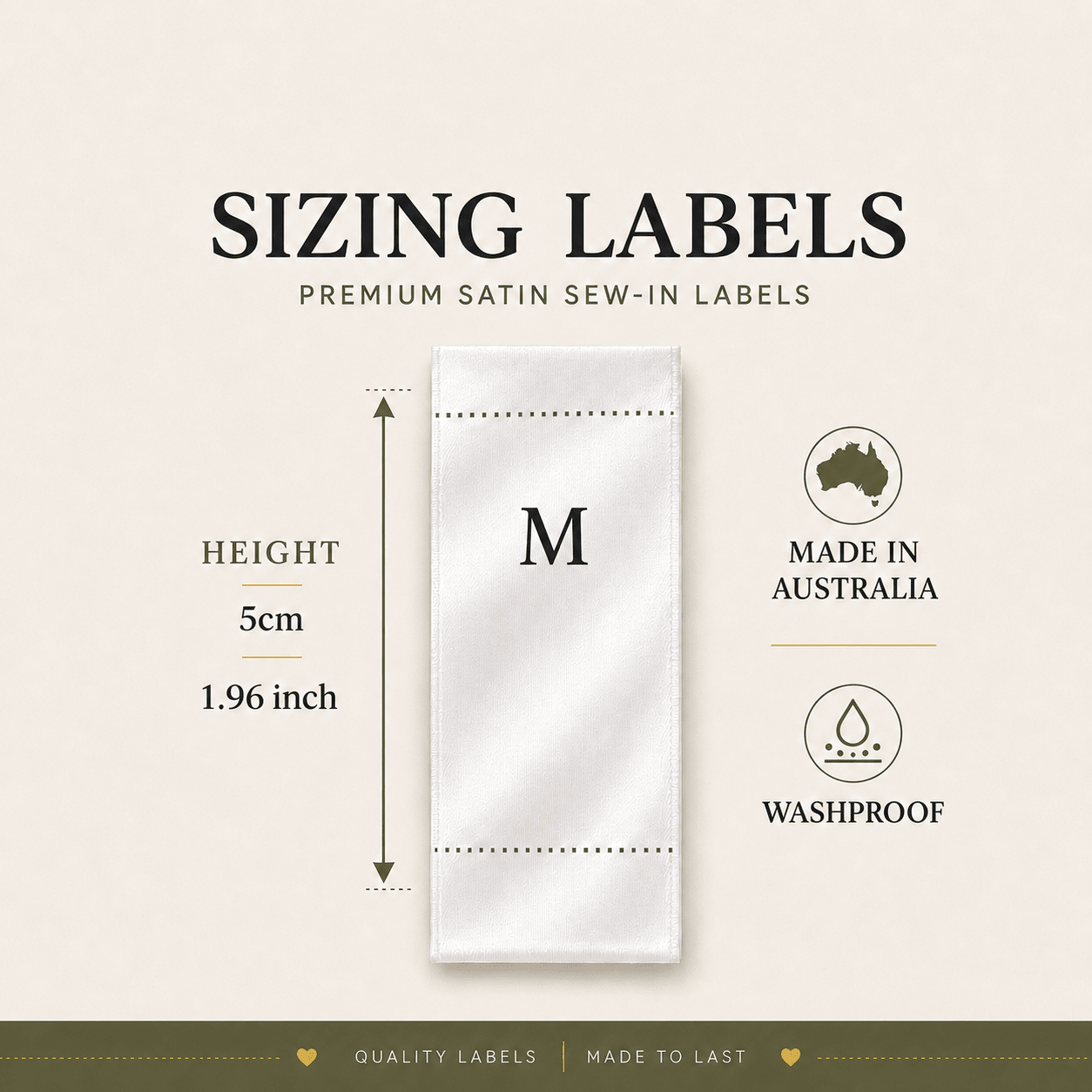 Clothing Apparel Size Tags Labels - Sew It In Labels