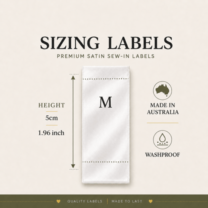 Clothing Apparel Size Tags Labels - Sew It In Labels