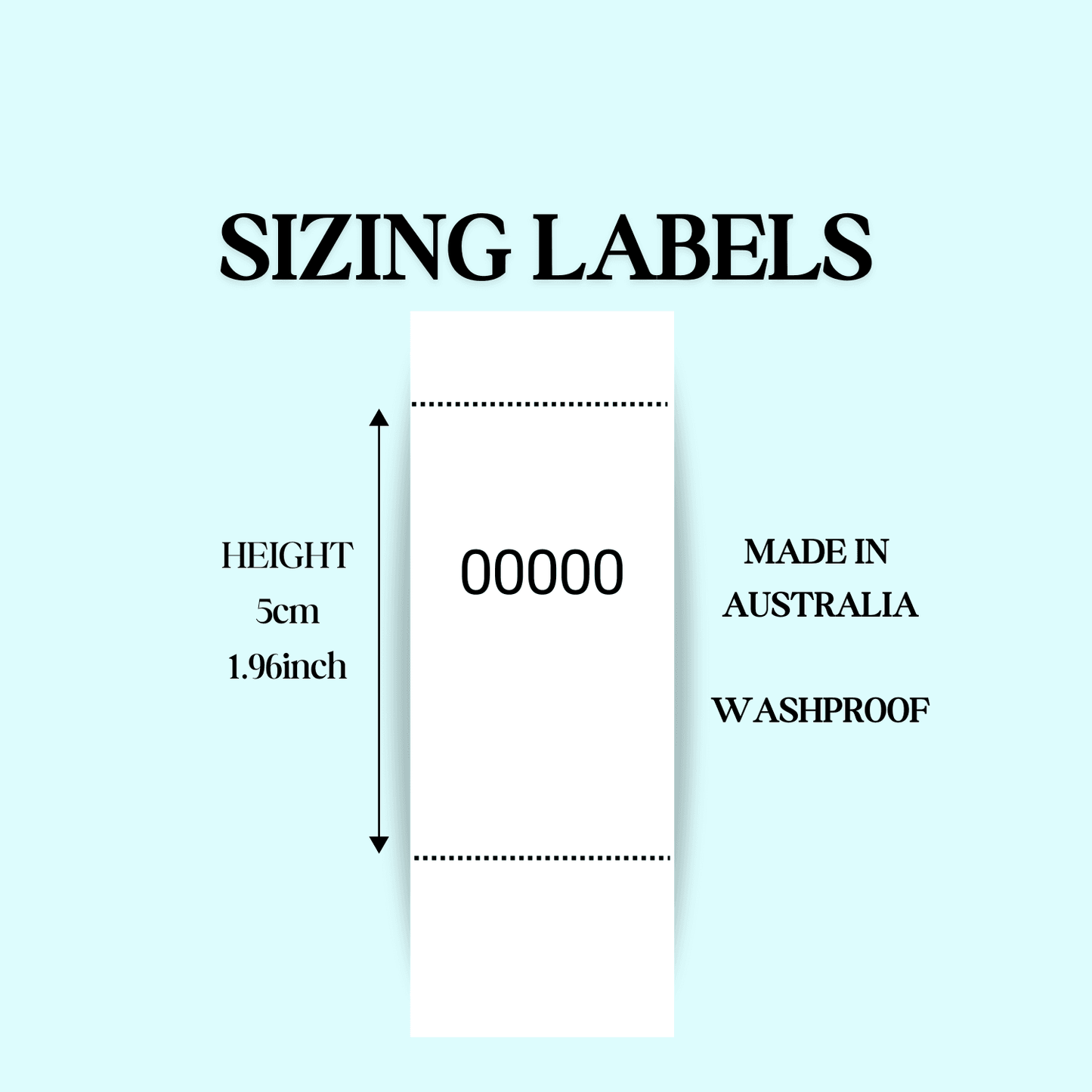 Custom Sizing Labels for Clothing with washproof material and made in Australia