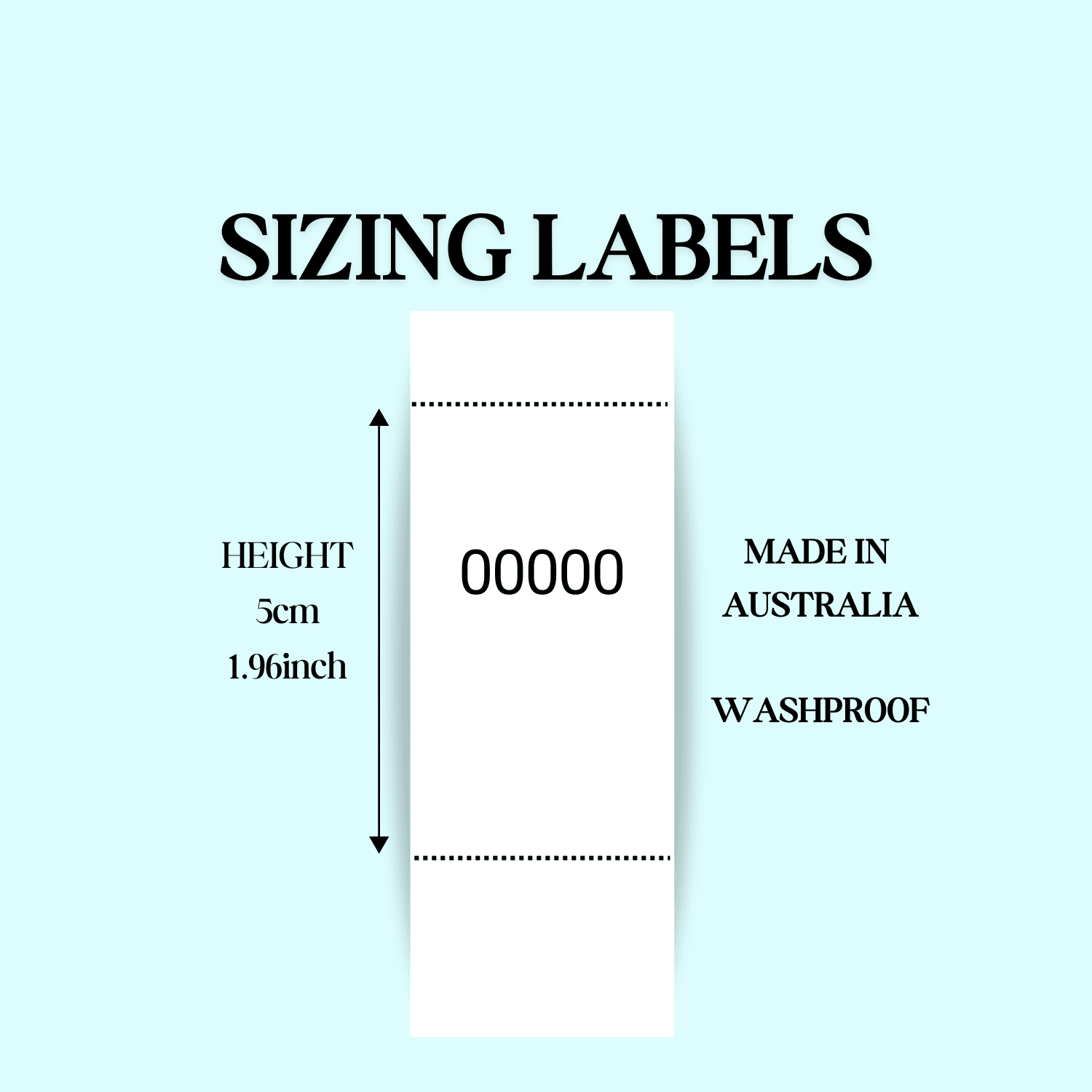 Custom Sizing Labels for Clothing with washproof material and made in Australia