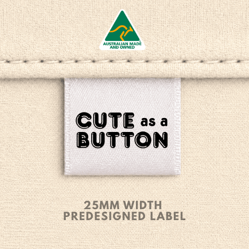 Cute as a Button - 25mm Pre-Designed - Sew It In Labels