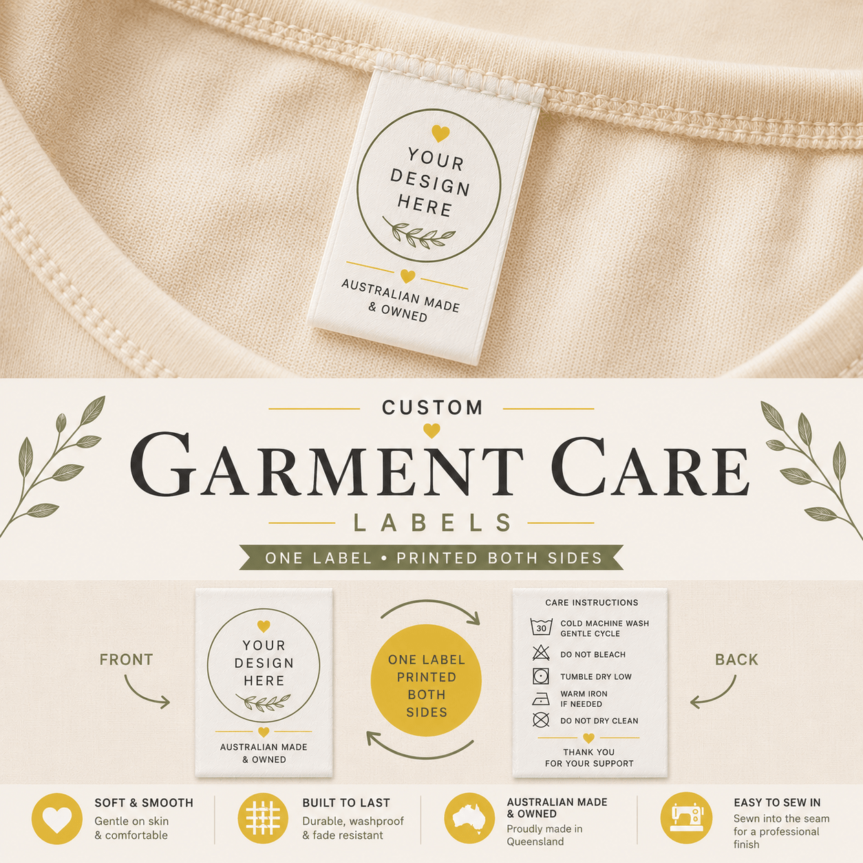 Garment Label - Logo/Care Instructions - Sew It In Labels
