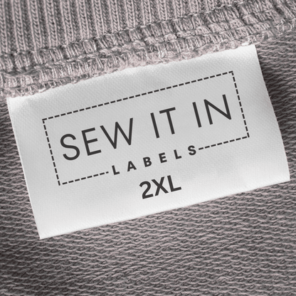 Garment Label with Sizing - Logo/Size/Care Instructions - Sew It In Labels
