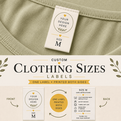 Garment Label with Sizing - Logo/Size/Care Instructions - Sew It In Labels