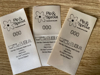 Garment Label with Sizing - Logo/Size/Care Instructions - Sew It In Labels