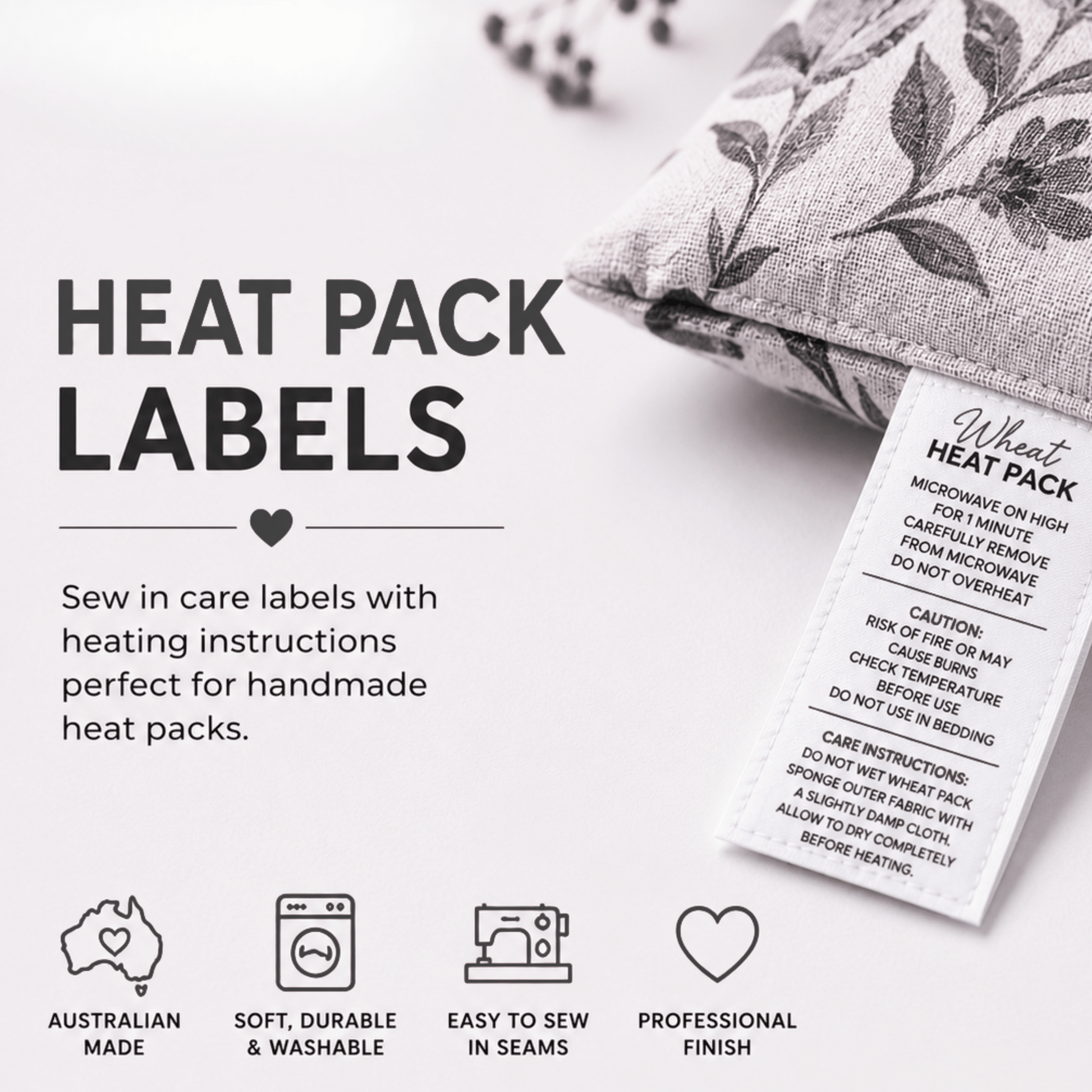 Heat Pack Labels With Instructions - Sew It In Labels