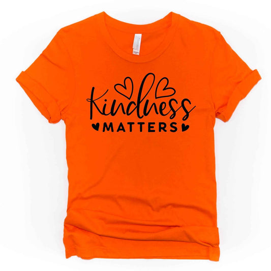 Kindness Matters Hearts Orange Shirt - Sew It In Labels