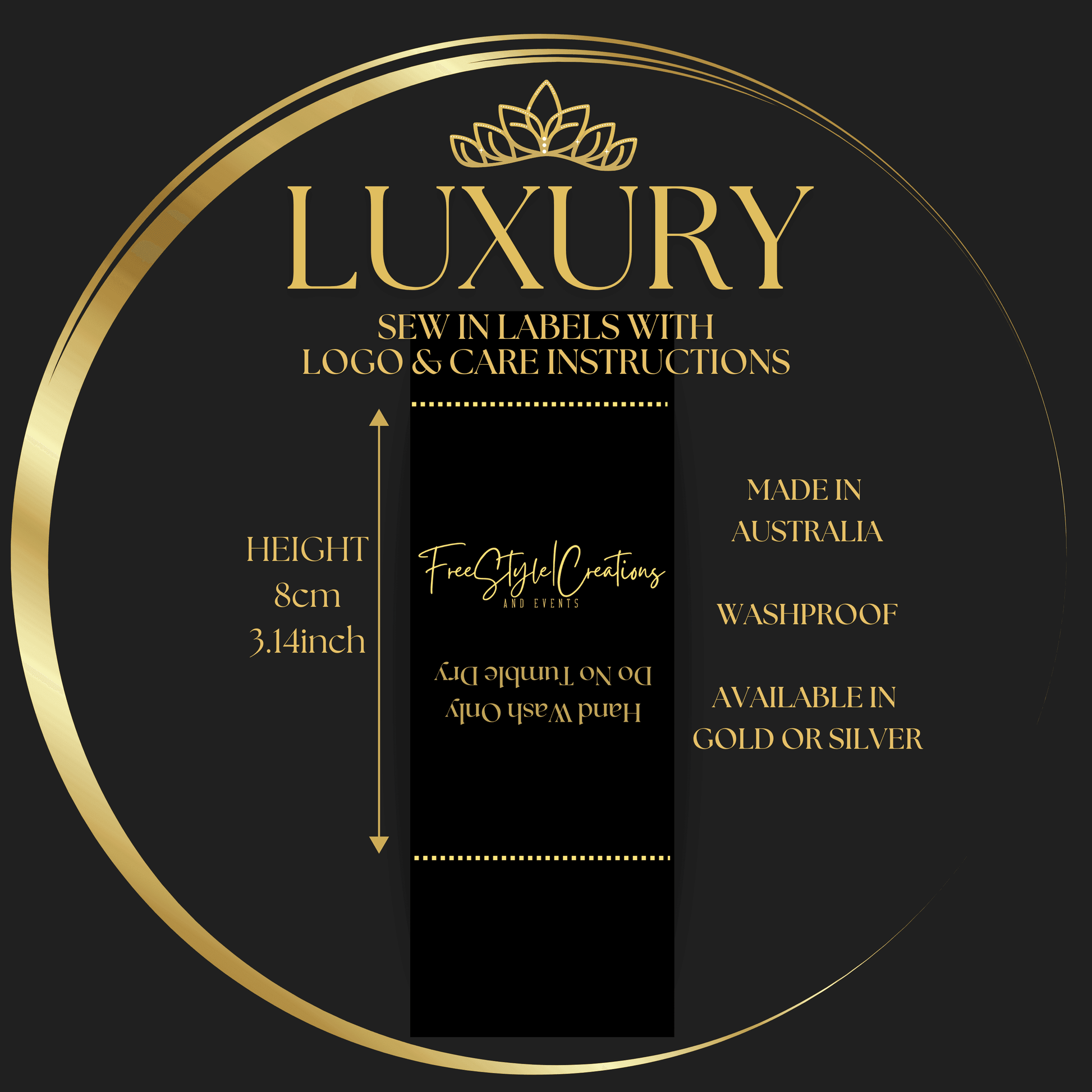 Luxury Longer Sew In Labels Logo Care Instructions