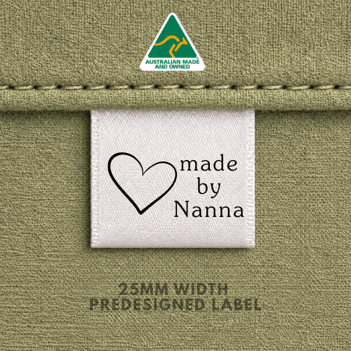Made By Nanna Heart - 25mm Pre Design - Sew It In Labels