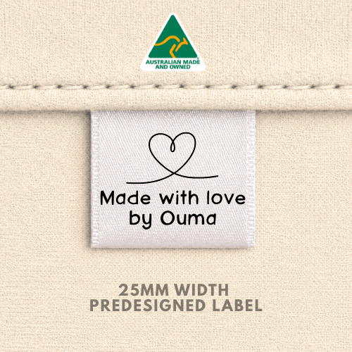 Made with love by Ouma - 25mm Pre-Designed - Sew It In Labels