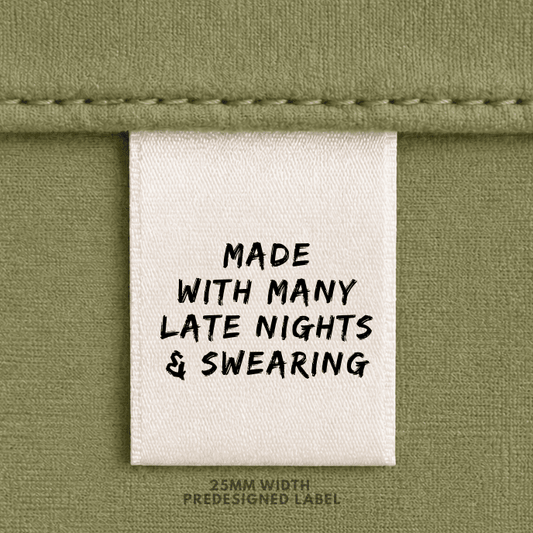 Made with many late nights and swearing - Sew It In Labels